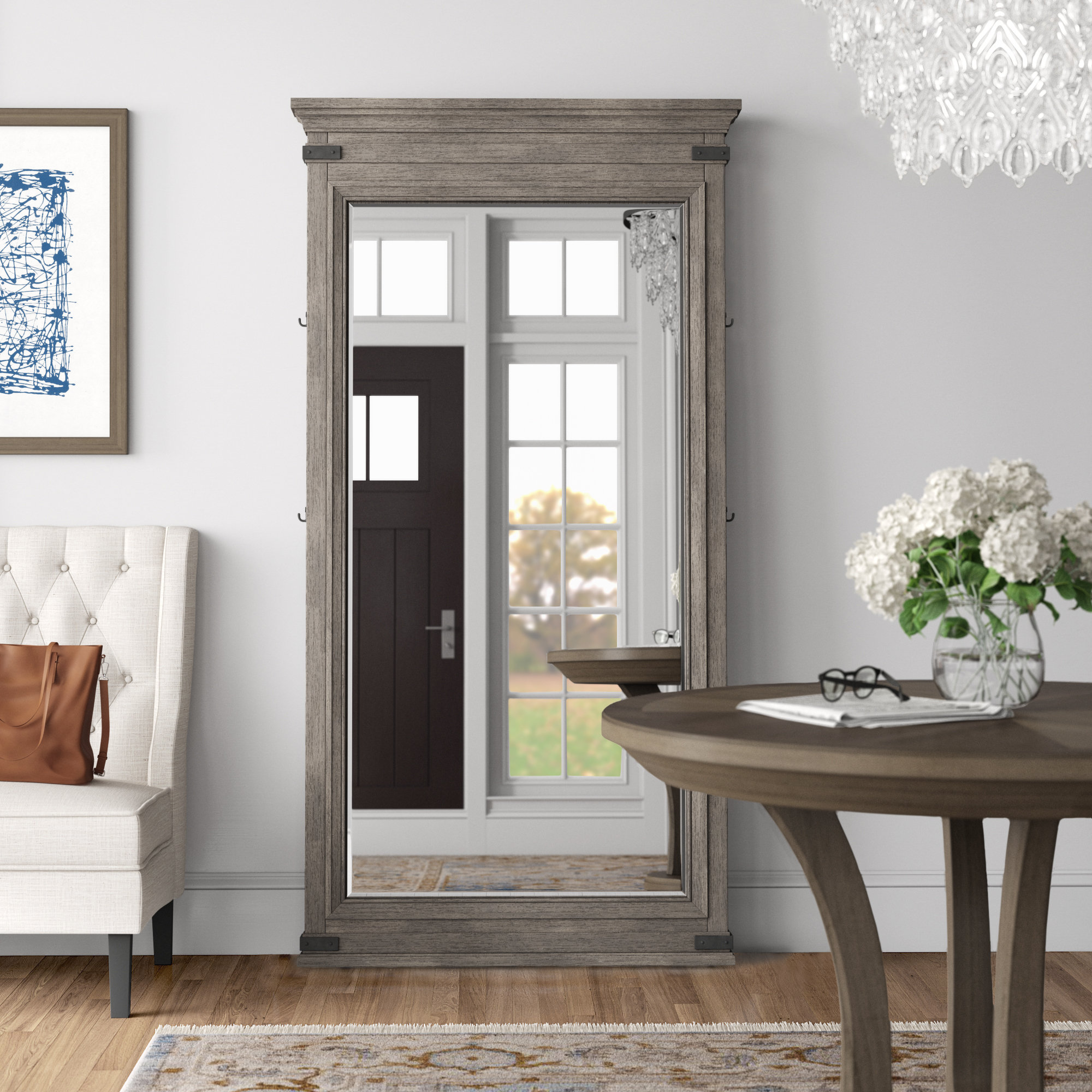 Three Posts??? Lacroix Forge 37" Wide Floor Mirror, Brushed Steel ...